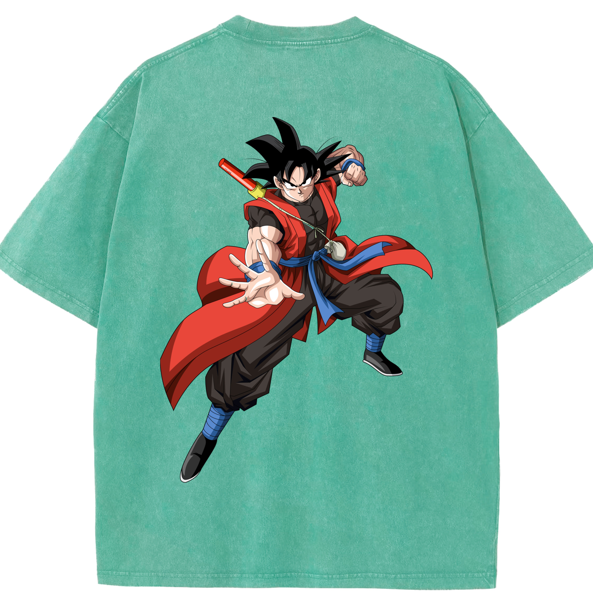 （画像用） ドラゴンボール 孫悟空（そん ごくう）Son Goku カカロット DRAGON BALL Kakarotto 綿100% ヴィンテージ風 半袖Tシャツ（背面プリント）